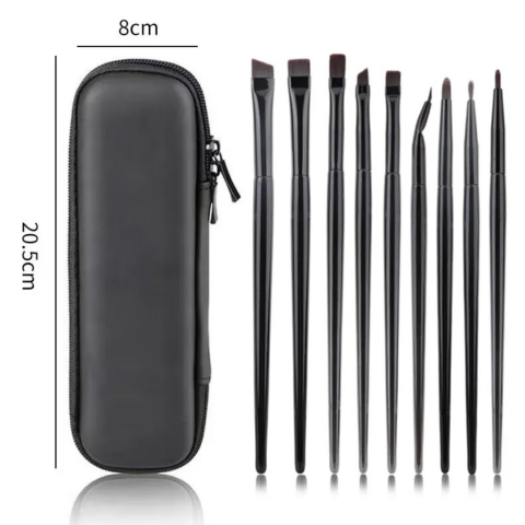 Trusă 9 pensule machiaj pentru ochi, cu etui din piele ecologică [4]