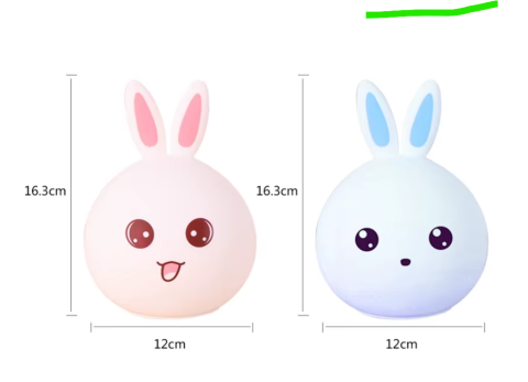 Veioza din silicon, model iepuras, LED, Alb/Roz [3]