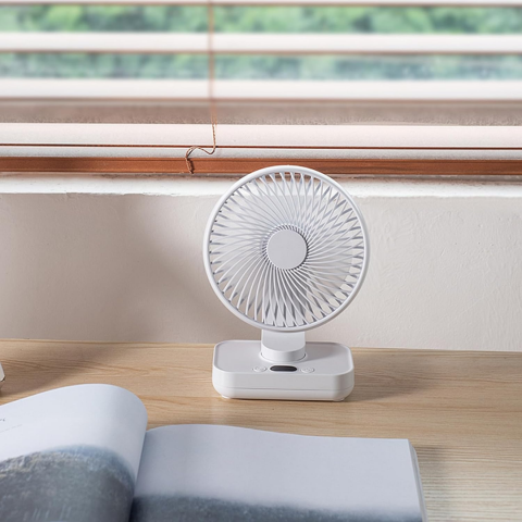 Ventilator portabil pentru birou, silențios, 4 viteze, Alb [3]