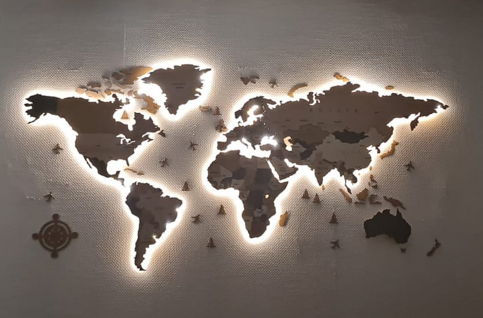 Harta Lumii 3D (din Lemn, Diverse Marimi, optiune LED) [2]