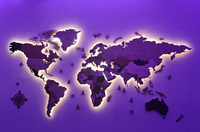 Harta Lumii 3D (din Lemn, Diverse Marimi, optiune LED) [4]