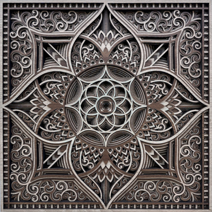 Tablou 3D din lemn Lotus Aurora, decor perete living, cadou casa noua [11]