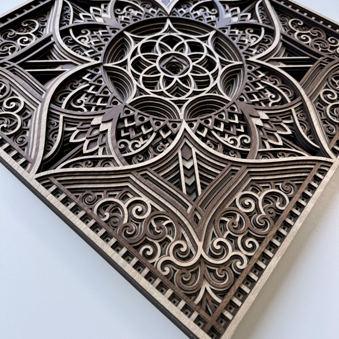 Tablou 3D din lemn Lotus Aurora, decor perete living, cadou casa noua [7]