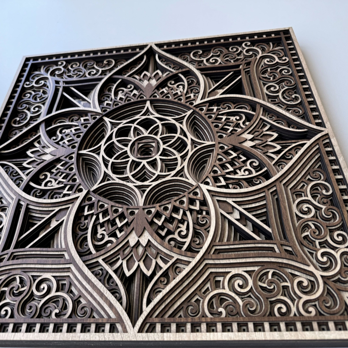 Tablou 3D din lemn Lotus Aurora, decor perete living, cadou casa noua [9]