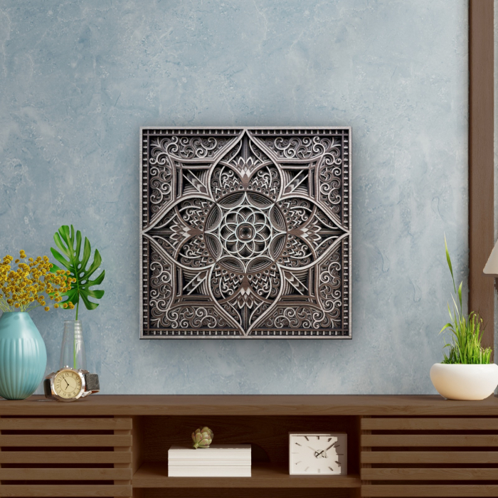 Tablou 3D din lemn Lotus Aurora, decor perete living, cadou casa noua [6]