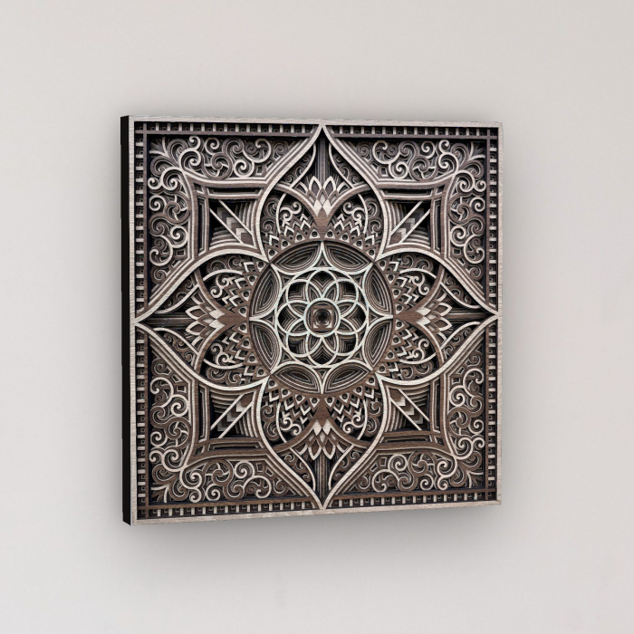 Tablou 3D din lemn Lotus Aurora, decor perete living, cadou casa noua [5]