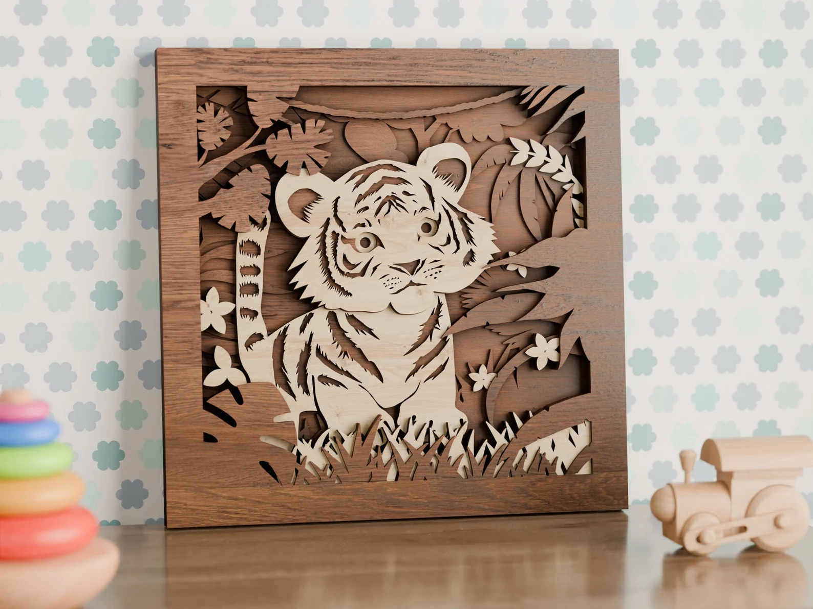 Tablouri din lemn pentru camera copilului – animale din jungla  (set 3 sau 5 bucati) [2]