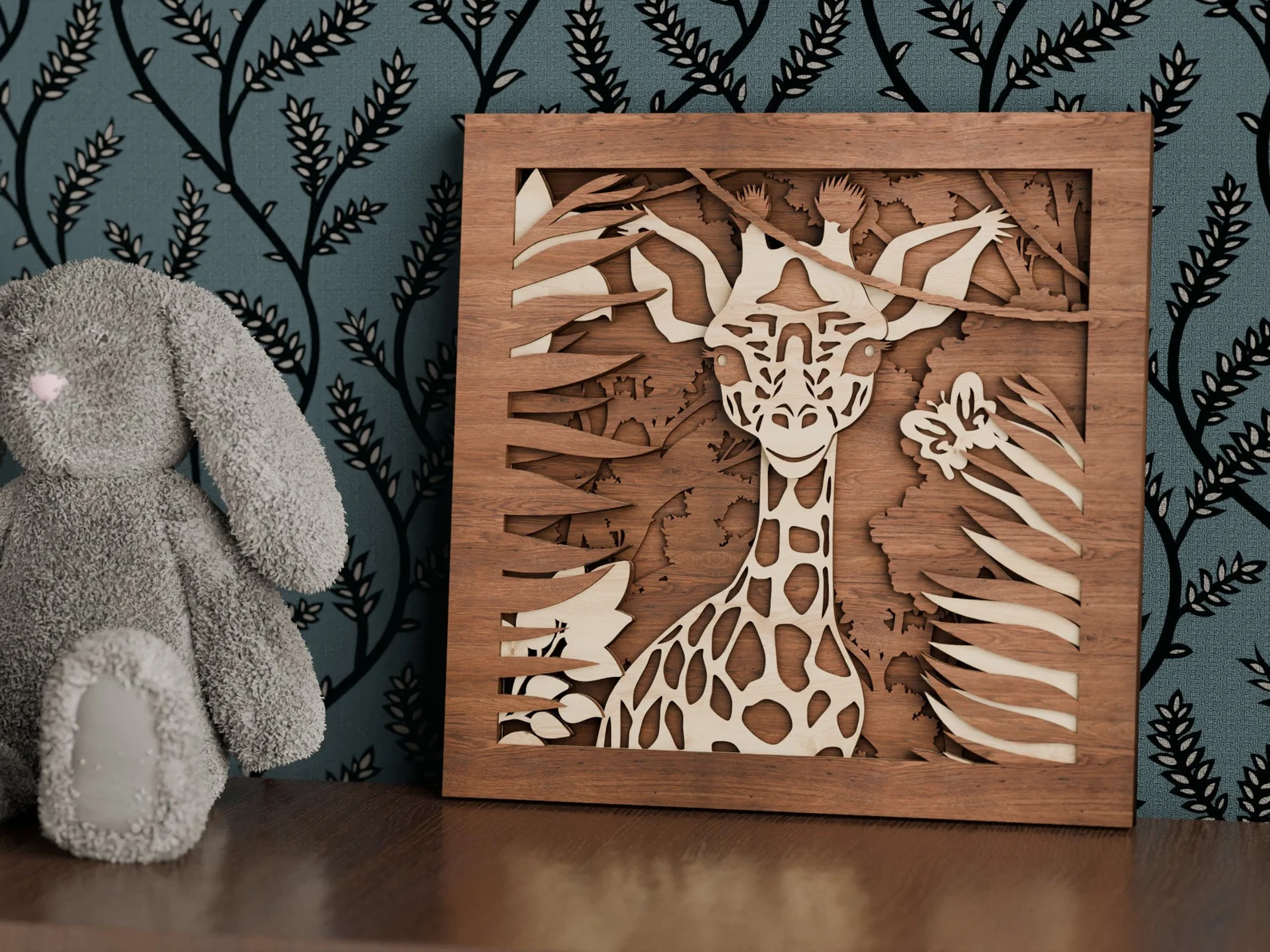 Tablouri din lemn pentru camera copilului – animale din jungla  (set 3 sau 5 bucati) [3]