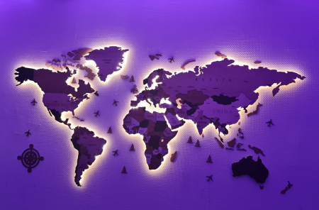 Harta Lumii 3D (din Lemn, Diverse Marimi, optiune LED) [3]