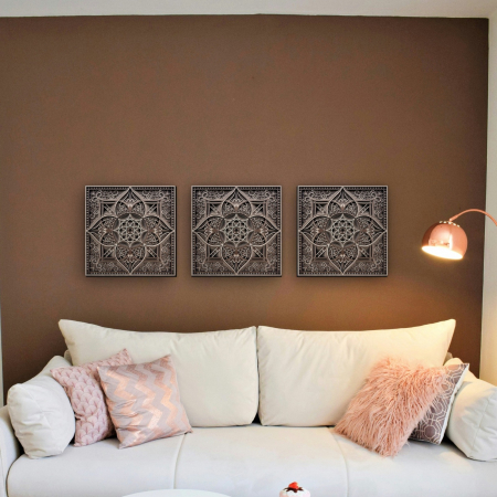 Tablou 3D din lemn Lotus Aurora, decor perete living, cadou casa noua [7]