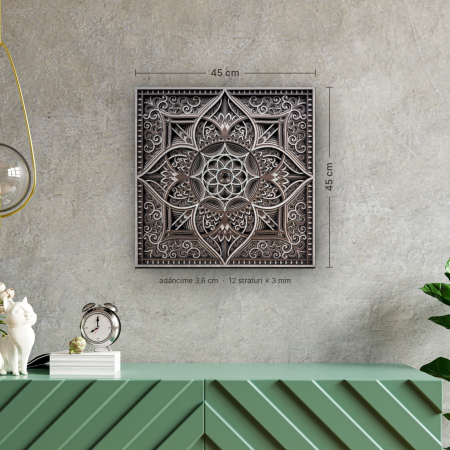 Tablou 3D din lemn Lotus Aurora, decor perete living, cadou casa noua [2]