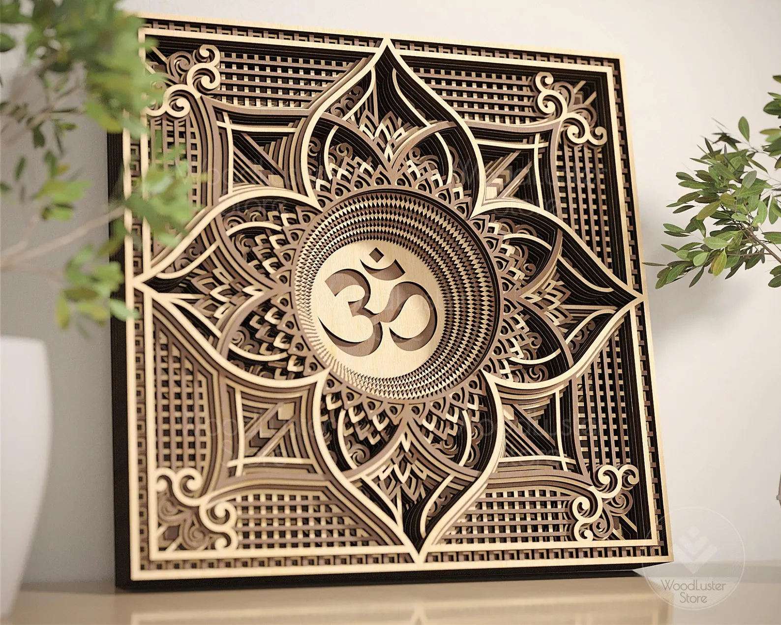 Decoratiuni Interioare si Cadouri Inedite - Tablou Mandala personalizabil din lemn multistrat