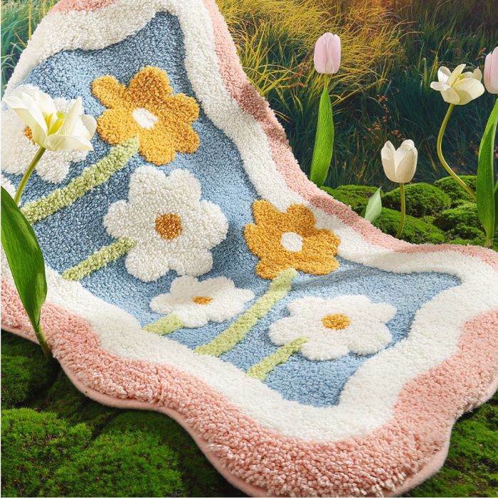 Covoraș de Baie Pufos și Absorbant – Model Floral Multicolor, Confort și Eleganță si Protectie Antialunecare pentru Baia Ta [6]
