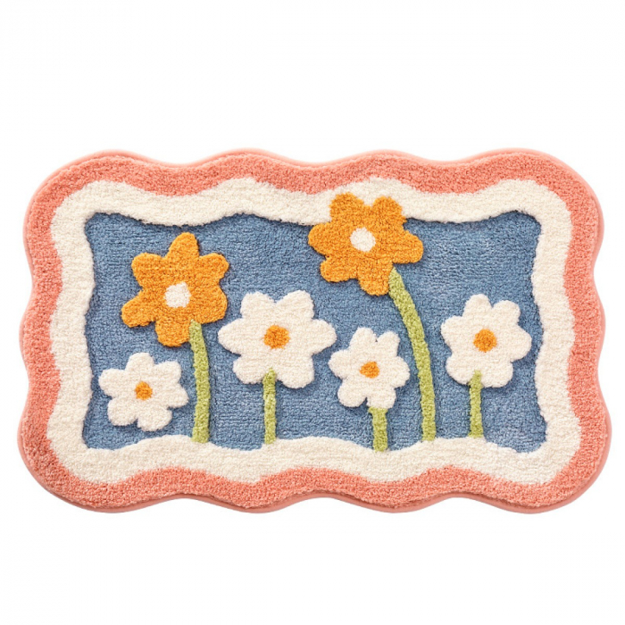 Covoraș de Baie Pufos și Absorbant – Model Floral Multicolor, Confort și Eleganță si Protectie Antialunecare pentru Baia Ta [1]