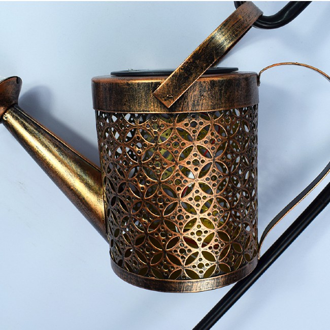 Decoratiune pentru exterior, lumini cu incarcare solara, model ceainic, agatatoare rezistenta, Aramiu Vintage [4]