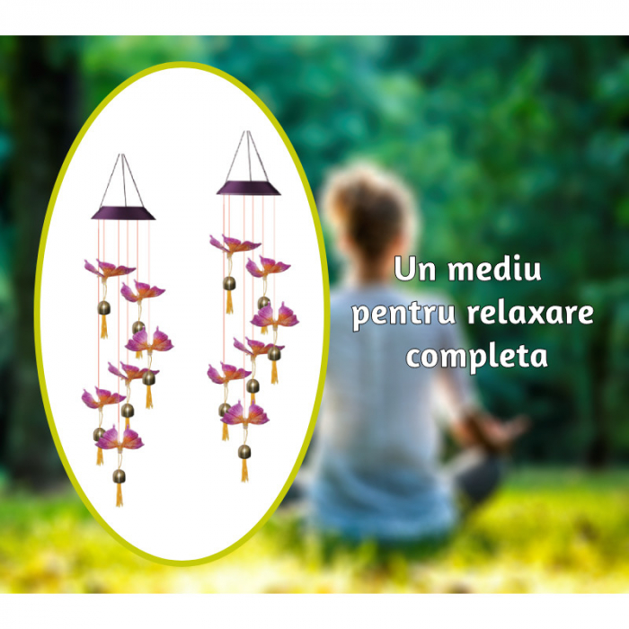 Decoratiune pentru exterior, lumini cu incarcare solara, model fluturi, agatatoare rezistenta, Multicolor [4]