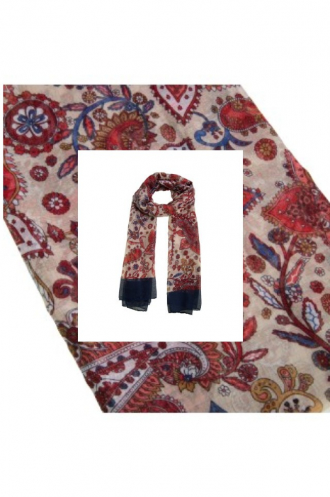 Esarfa dama Coveri,  mare, multicolora, imprimeu floral si divers, 86x176 cm [3]