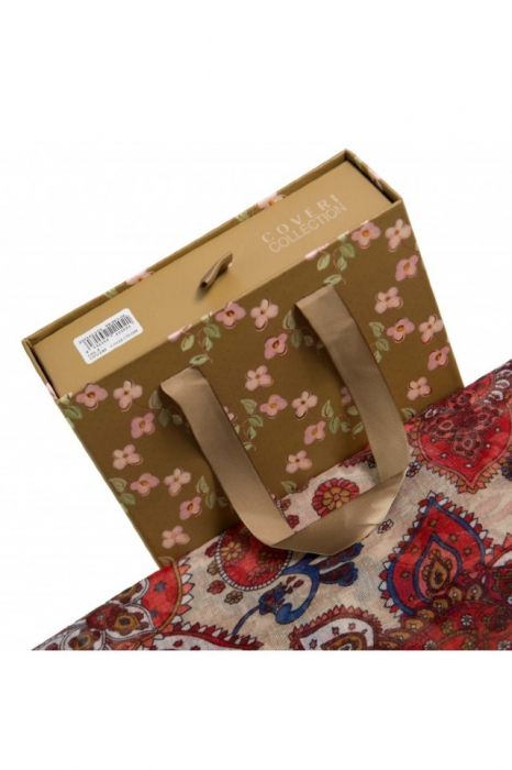 Esarfa dama Coveri,  mare, multicolora, imprimeu floral si divers, 86x176 cm [2]