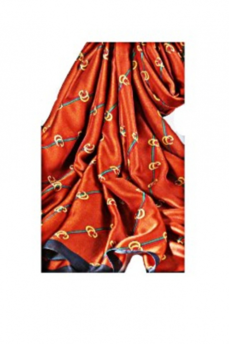 Esarfa dama, tip sal , mare, fond caramiziu, colorata, 90x180 cm [4]