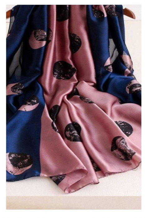 Esarfa dama, tip sal , mare, multicolora, bleumarine si roz, 90x180 cm [3]