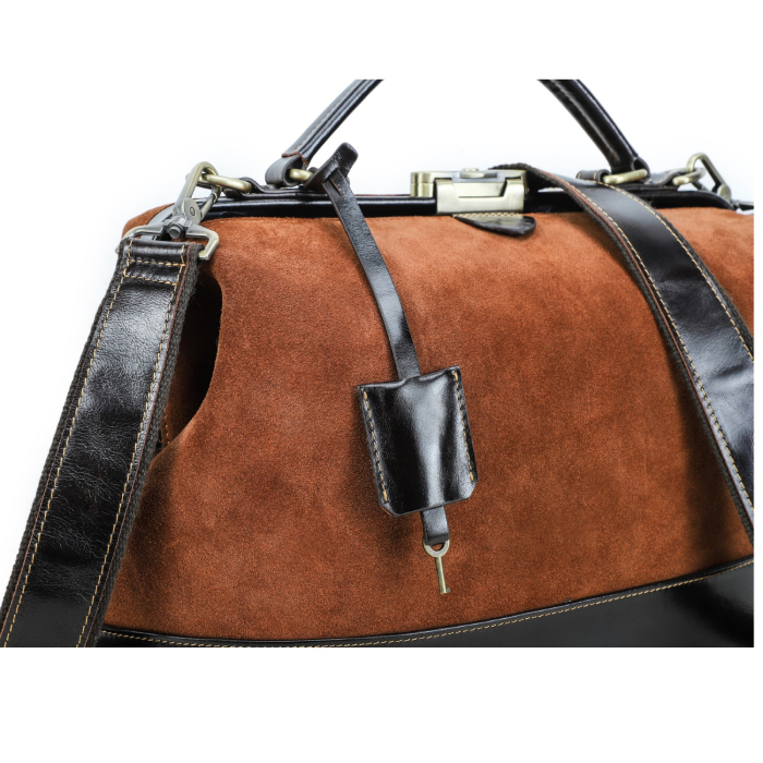 Geanta dama mare din piele intoarsa naturala, calitate superioara, sistem sigur de inchidere, maro [4]