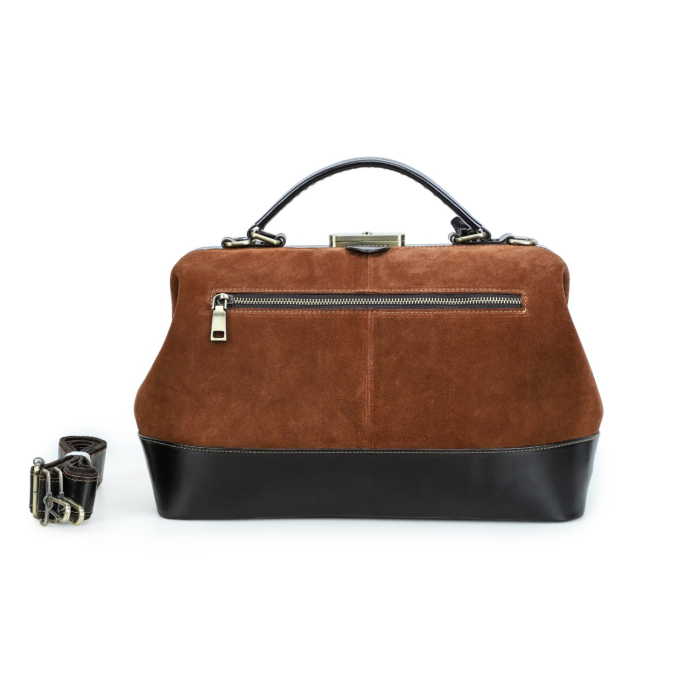 Geanta dama mare din piele intoarsa naturala, calitate superioara, sistem sigur de inchidere, maro [7]