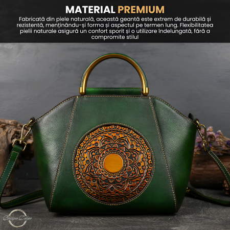 Geantă Damă Medie Verde Piele Naturală – Boutique Deluxe [6]