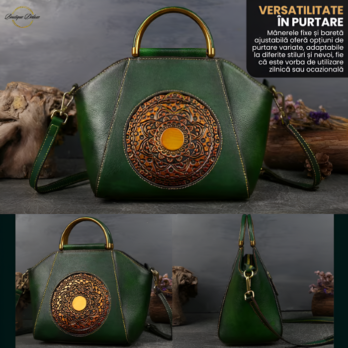 Geantă Damă Medie Verde Piele Naturală – Boutique Deluxe [3]