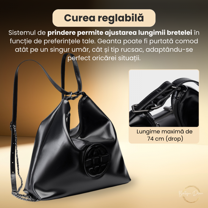 Geantă Damă Piele Naturală Neagră – Boutique Deluxe, Elegantă [6]