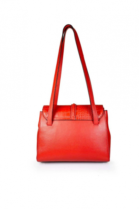 Geanta dama, piele naturala, rosie, medie, Lucy Bags [4]