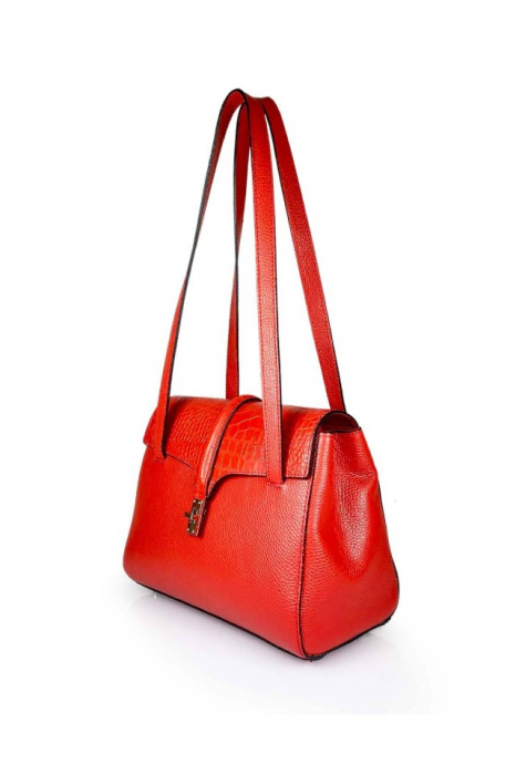 Geanta dama, piele naturala, rosie, medie, Lucy Bags [2]