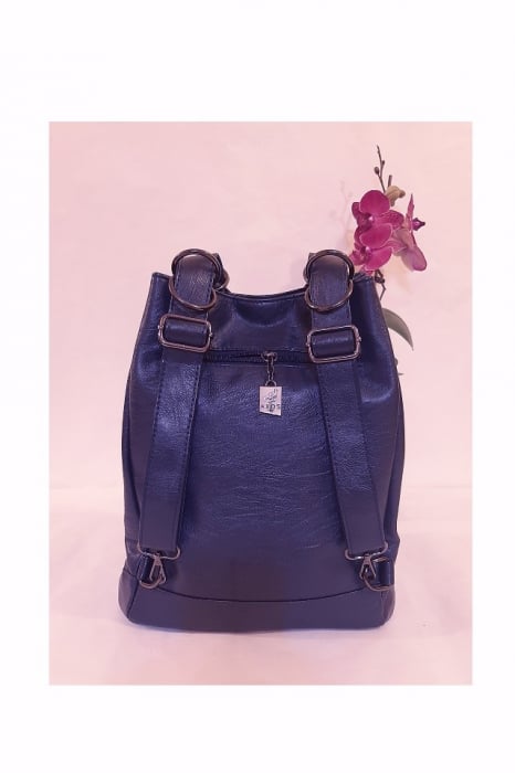 Geanta dama tip rucsac, medie, bleumarine, piele ecologica premium, 290x180x350mm [4]