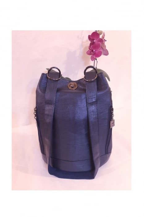 Geanta dama tip rucsac, medie, bleumarine, piele ecologica premium, 290x180x350mm [3]