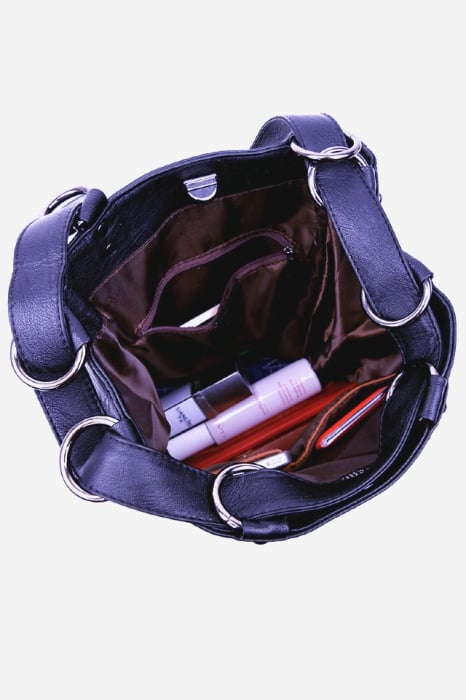 Geanta dama tip rucsac, medie, bleumarine, piele ecologica premium, 290x180x350mm [2]