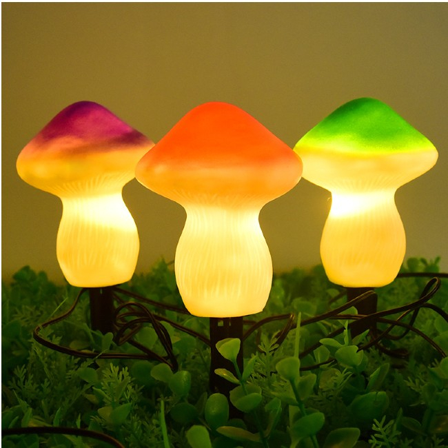 Pachet 3 lampi solare LED, de exterior , model ciupercuta, 3 culori, lumina calda portocalie [2]