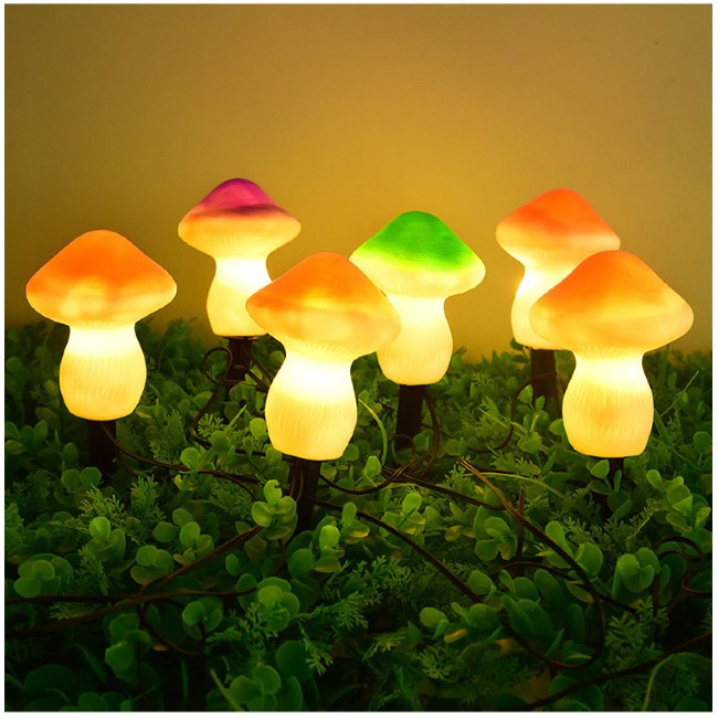 Pachet 3 lampi solare LED, de exterior , model ciupercuta, 3 culori, lumina calda portocalie [5]