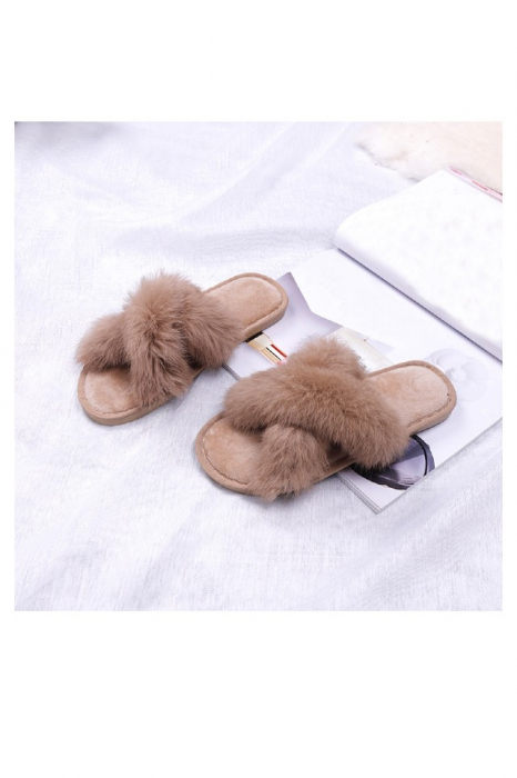 Papuci dama , cu blanita maro deschis, marime 38 [3]