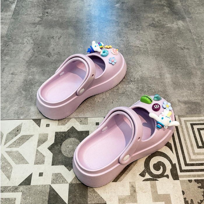 Papuci dama plastic cu aplicatii haioase si colorate, talpa inalta si antialunecare, 37 EU, Mov [2]