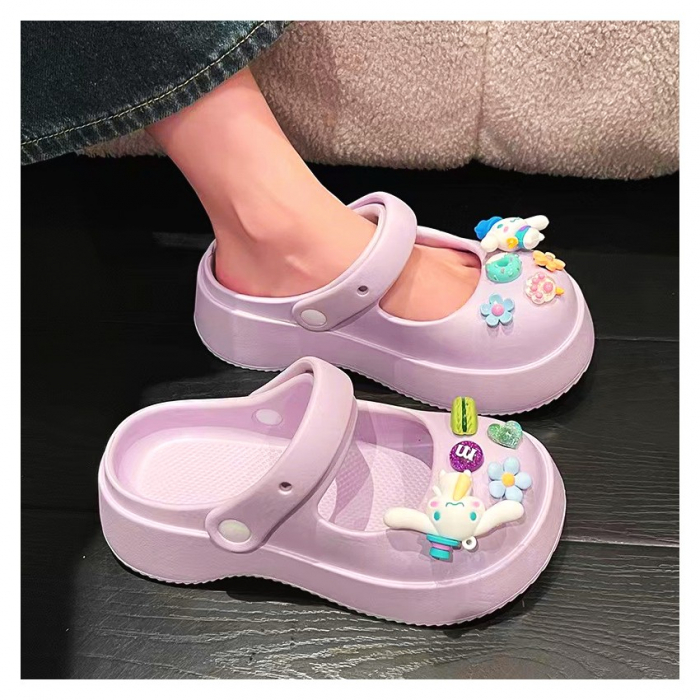 Papuci dama plastic cu aplicatii haioase si colorate, talpa inalta si antialunecare, 37 EU, Mov [4]