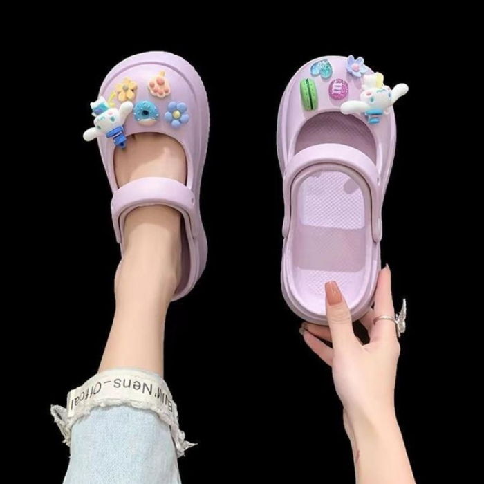 Papuci dama plastic cu aplicatii haioase si colorate, talpa inalta si antialunecare, 37 EU, Mov [3]