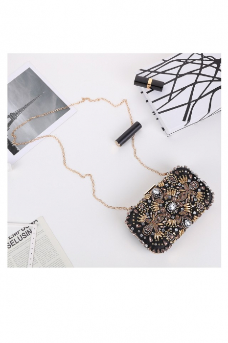 Gentuta mica dama, eleganta, cu pietre multicolore, clutch, 155x90x40mm [3]