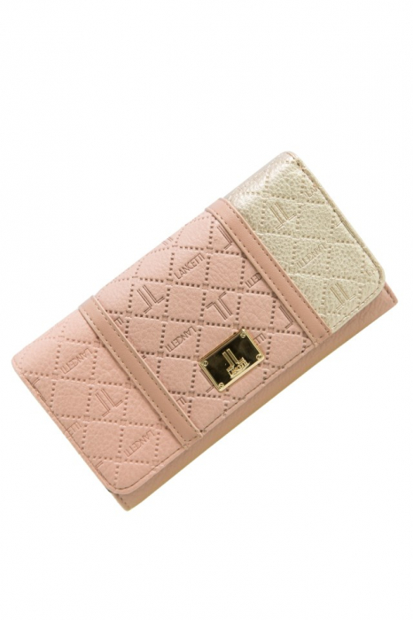 Portofel dama, Lancetti, piele ecologica premium, animal friendly, 18x10x3 cm, crem, multiple sloturi si compartimente, fabricat in Italia [4]