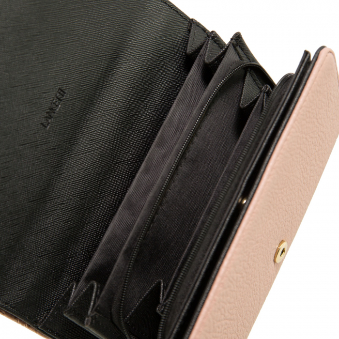 Portofel dama, Lancetti, piele ecologica premium, animal friendly, 18x10x3 cm, crem, multiple sloturi si compartimente, fabricat in Italia [5]