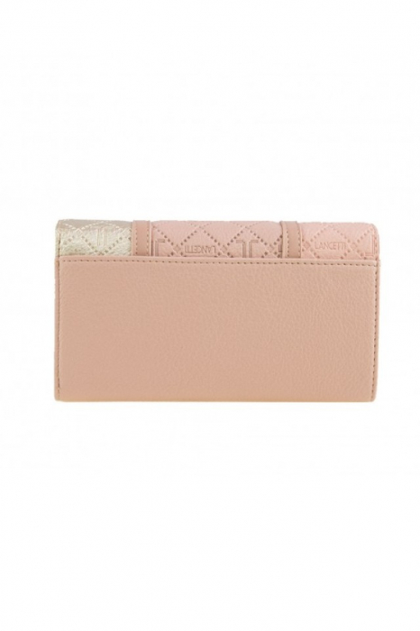 Portofel dama, Lancetti, piele ecologica premium, animal friendly, 18x10x3 cm, crem, multiple sloturi si compartimente, fabricat in Italia [3]