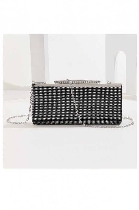 Poseta dama eleganta, argintiu cu negru, 225x50x100mm [3]