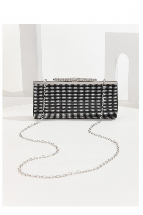 Poseta dama eleganta, argintiu cu negru, 225x50x100mm [4]