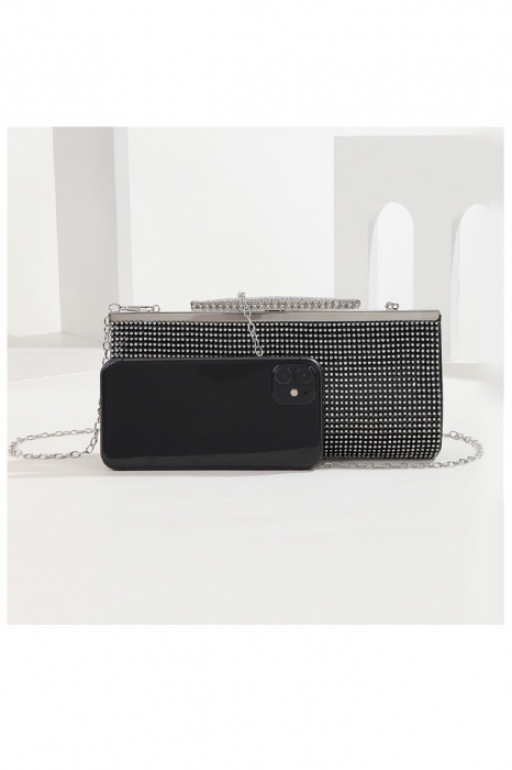 Poseta dama eleganta, argintiu cu negru, 225x50x100mm [5]