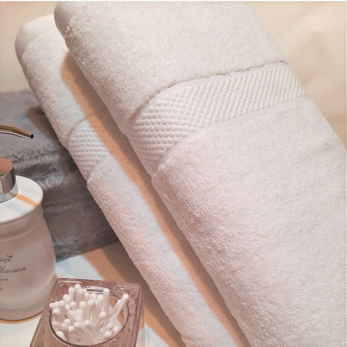 Set 2 prosoape de baie, bumbac 100%, 70x140 cm, 450 gr/mp, alb [5]