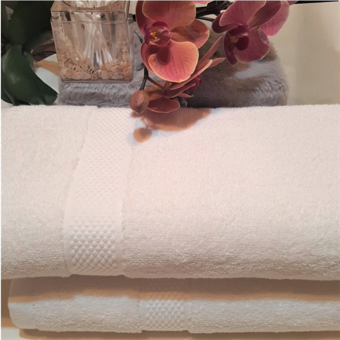 Set 2 prosoape de baie, bumbac 100%, 70x140 cm, 450 gr/mp, alb [4]