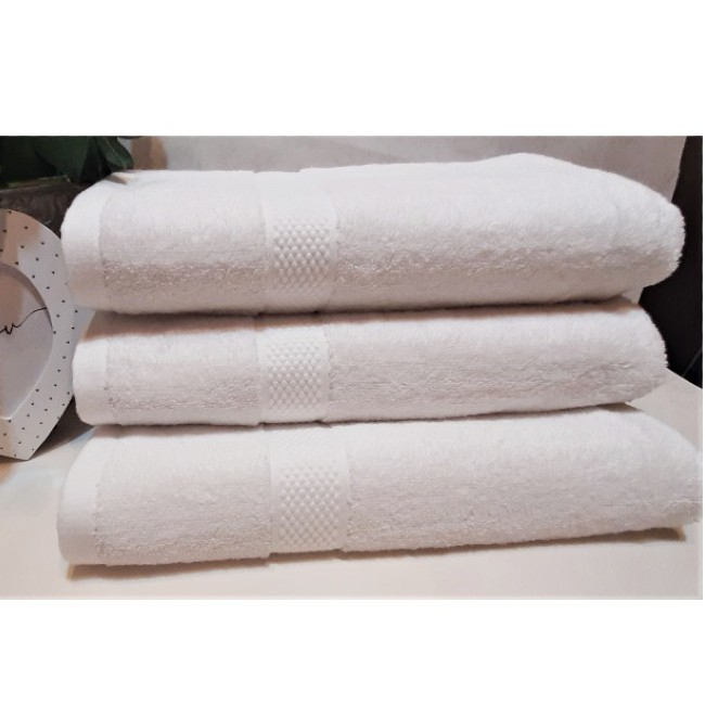 Set 3 prosoape de baie, bumbac 100%, 70x140 cm, 450 gr/mp, alb [3]